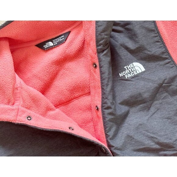 NORTH FACE Women's Orange / Peach & Dark Grey 1/4 Button Fleece Pullover… - Picture 4 of 8